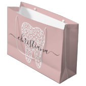 Aangepaste naam Dental Leopard Print Tooth Groot Cadeauzakje (Voorkant Gekanteld)
