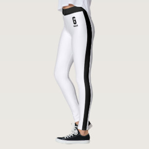 Aangepaste naam diamant wit zwart gestreept monogr leggings