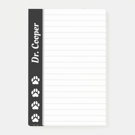 Aangepaste Naam Dierenarts Gepersonaliseerde Lined Post-it® Notes (Voorkant)