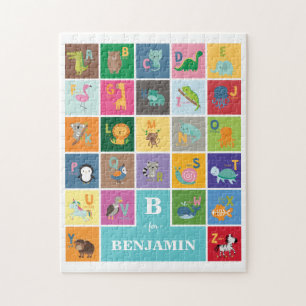Aangepaste naam dierlijk alfabet monogram legpuzzel
