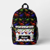 Aangepaste naam Dinosaur Boy's Rainbow Backpack Bedrukte Rugzak (Voorkant)
