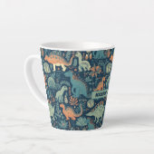 Aangepaste naam Dinosaurus Patroon Latte Mok (Linkerhoek)