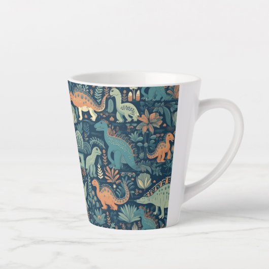 Aangepaste naam Dinosaurus Patroon Latte Mok (Rechts)