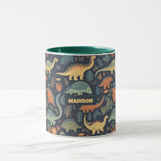 Aangepaste naam Dinosaurus Patroon Mok (Midden)
