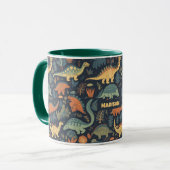 Aangepaste naam Dinosaurus Patroon Mok (Voorkant links)