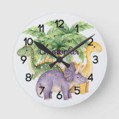 Aangepaste naam Dinosaurussen Palmbomen Kwekerij Ronde Klok (Voorkant)