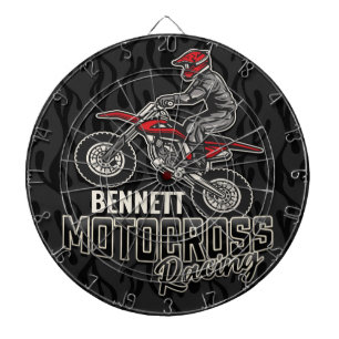 Aangepaste naam Dirt Bike Rider Motocross Racing Dartbord