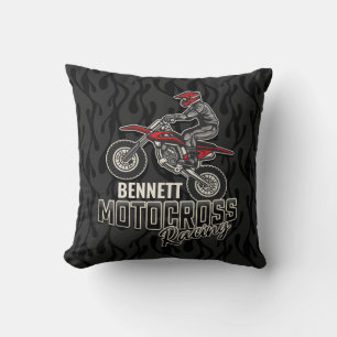 Aangepaste naam Dirt Bike Rider Motocross Racing Kussen
