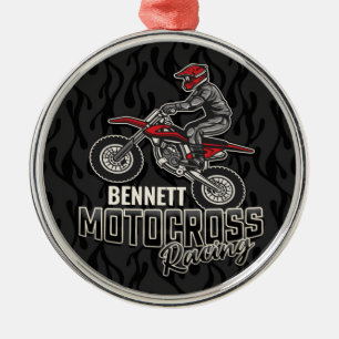 Aangepaste naam Dirt Bike Rider Motocross Racing Metalen Ornament
