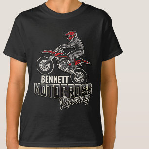 Aangepaste naam Dirt Bike Rider Motocross Racing T-shirt