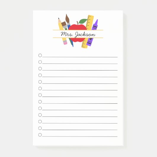 Aangepaste naam docent terug naar school post-it® notes (Voorkant)