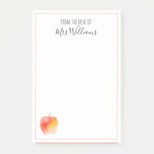 Aangepaste naam docent Waterverf Apple Post-it® Notes (Voorkant)