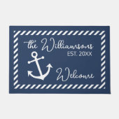 Aangepaste naam  donkerblauw welkomstbord deurmat (Voorkant)