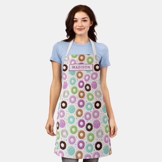 Aangepaste naam Donut Pattern-pagina's Schort (Gedragen)