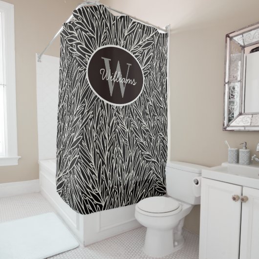 Aangepaste naam Douchegordijn Botanisch Monogram B (In situ)