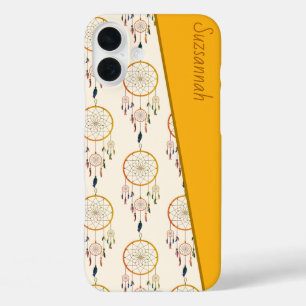 Aangepaste naam drocatcher Feather Pattern Boho iPhone 16 Plus Hoesje
