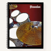 Aangepaste naam Drummer Musician Drum Kit Rock & R Notitieboek (Voorkant)