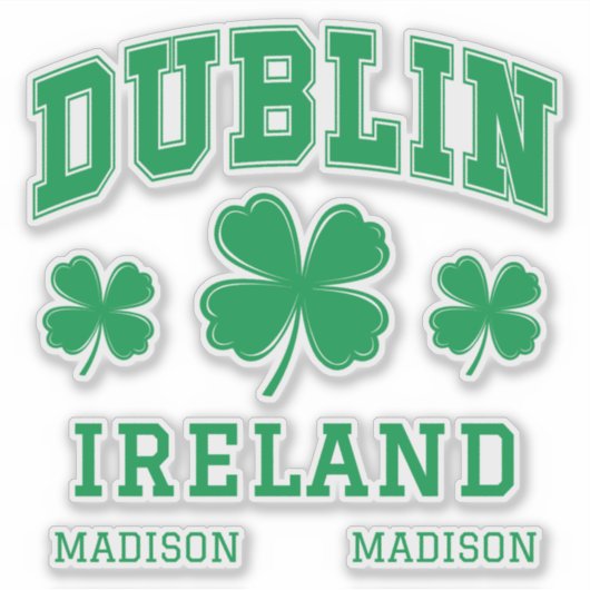 Aangepaste naam Dublin Ierland Sticker (Voorkant)