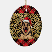 Aangepaste naam Duitse herder hond Santa hat Buffa Keramisch Ornament (Rechts)