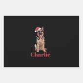 Aangepaste naam Duitse herder Kerst hond Inpakpapier Vel (Voorkant)