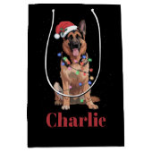 Aangepaste naam Duitse herder Kerst hond Medium Cadeauzakje (Voorkant)