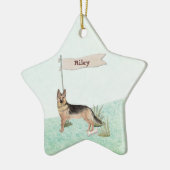 Aangepaste naam Duitse herderschapstig Keramisch Ornament (Links)