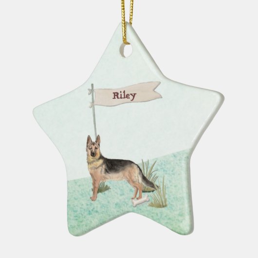 Aangepaste naam Duitse herderschapstig Keramisch Ornament (Links)