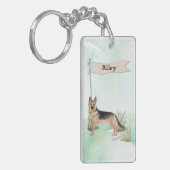 Aangepaste naam Duitse herderschapstig Sleutelhanger (Voorkant Links)