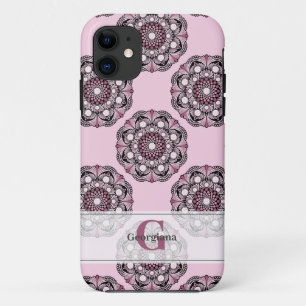 Aangepaste naam Dusky Roos Cherry Blossom Dot Mand iPhone 11 Hoesje