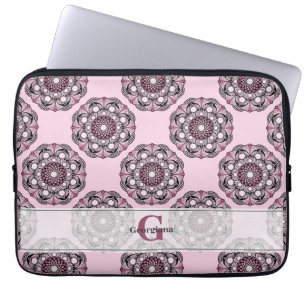 Aangepaste naam Dusky Roos Cherry Blossom Dot Mand Laptop Sleeve