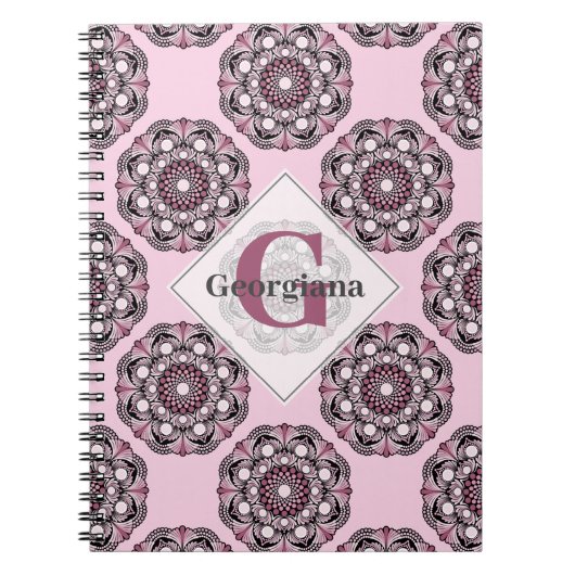 Aangepaste naam Dusky Roos Cherry Blossom Dot Mand Notitieboek (Voorkant)