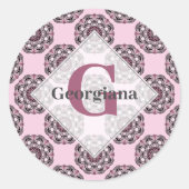 Aangepaste naam Dusky Roos Cherry Blossom Dot Mand Ronde Sticker (Voorkant)