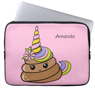 Aangepaste Naam Eenhoornpoep Laptop Sleeve