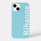 Aangepaste Naam Eenvoudige Minimale Plain Lichtbla iPhone Hoesje (Achterkant)