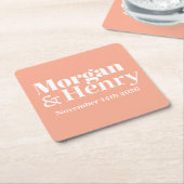 Aangepaste Naam Eenvoudige Moderne Elegante Mono W Vierkante Kartonnen Onderzetter (Schuin)