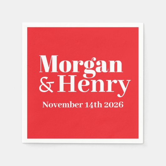 Aangepaste Naam Eenvoudige Moderne Minimale Huweli Servet (Voorkant)