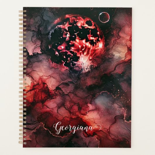 Aangepaste Naam Eerie Bloed Maan Halloween Alcohol Planner (Voorkant)