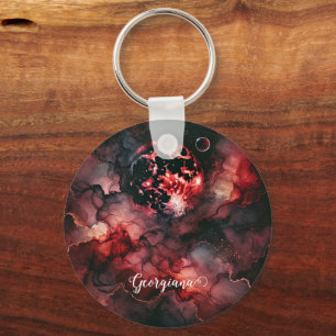 Aangepaste Naam Eerie Bloed Maan Halloween Alcohol Sleutelhanger