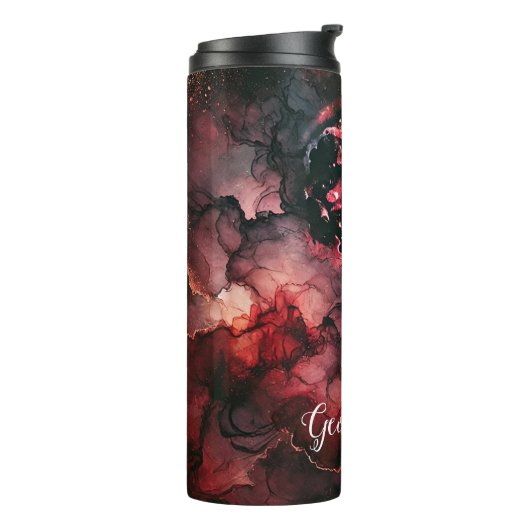 Aangepaste Naam Eerie Bloed Maan Halloween Alcohol Thermosbeker (Gedraaid links)