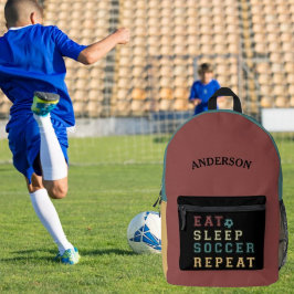 Aangepaste naam Eet Slaap Voetbal Herhaal Bedrukte Rugzak