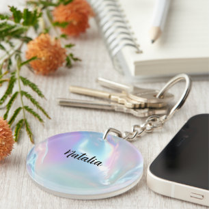 Aangepaste naam Elegant Holografisch Sleutelhanger
