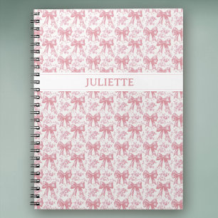 Aangepaste Naam Elegante  Bloemen Blush Roze Bogen Notitieboek