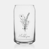 Aangepaste naam, Elegante typografie bloem bos Blikvorm Glas (Voorkant)