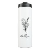 Aangepaste naam, Elegante typografie bloem bos Thermosbeker (Voorkant)