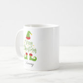 Aangepaste naam Elf Merry Kerstmis Koffiemok (Voorkant links)