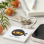 Aangepaste naam Emoji Ninja Button Sleutelhanger (Voorkant Rechts)