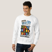 Aangepaste naam en 2 foto's BESTE DAD OOIT Trui (Voorkant volledig)