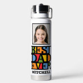 Aangepaste naam en 2 foto's BESTE DAD OOIT Waterfles (Achterkant)