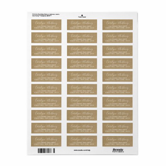 Aangepaste naam en adres voor stijlvol script etiket (Full Sheet)