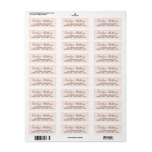 Aangepaste naam en adres voor stijlvol script etiket (Full Sheet)